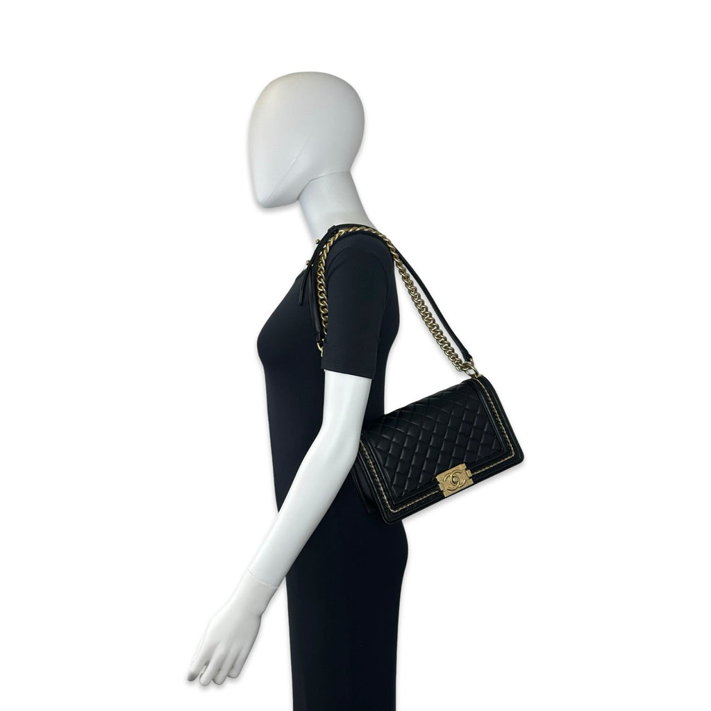 Chanel Quilted Lambskin Chain Around Medium Boy Bag