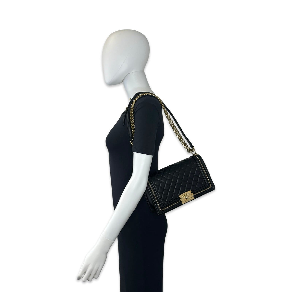 Chanel Quilted Lambskin Chain Around Medium Boy Bag