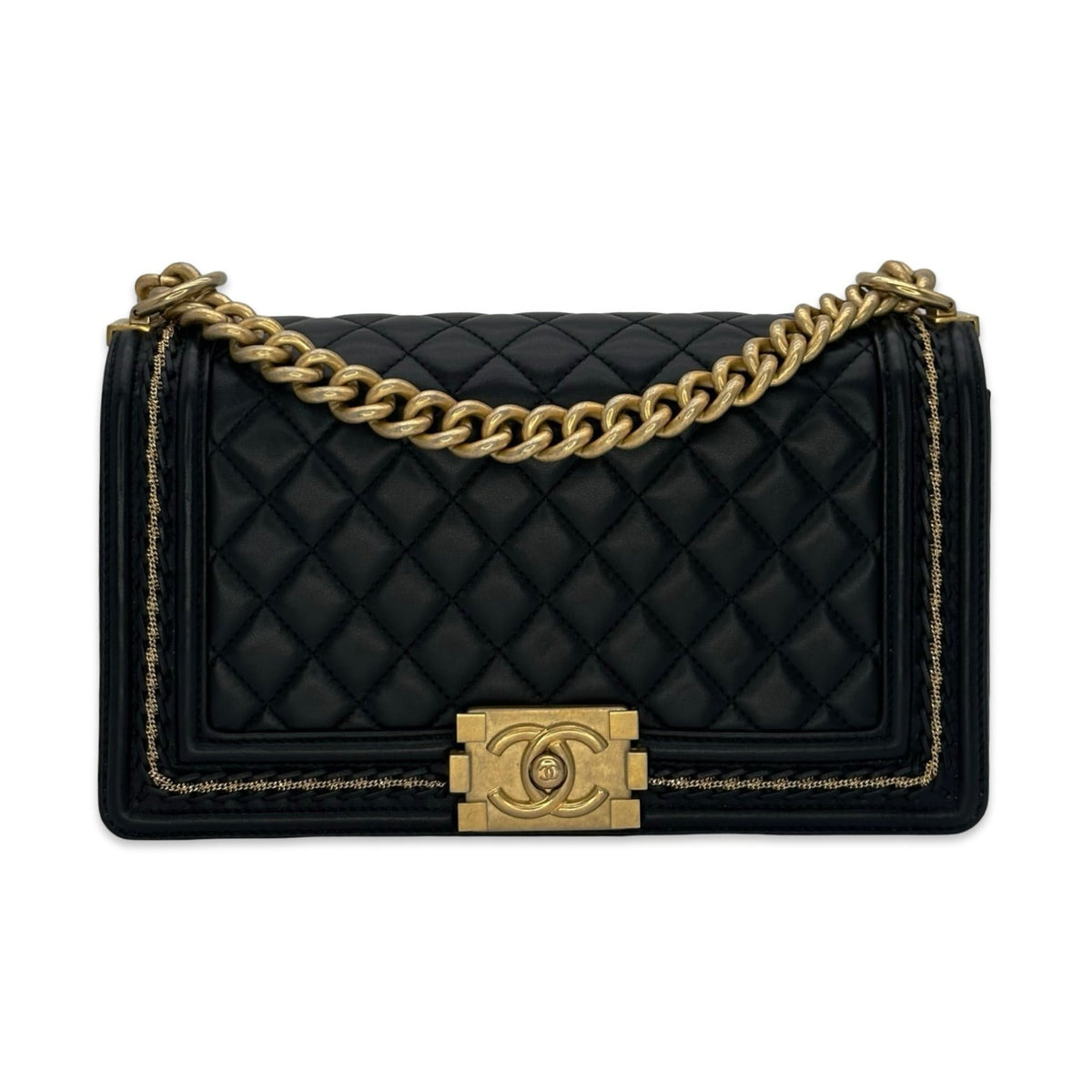 Chanel Quilted Lambskin Chain Around Medium Boy Bag