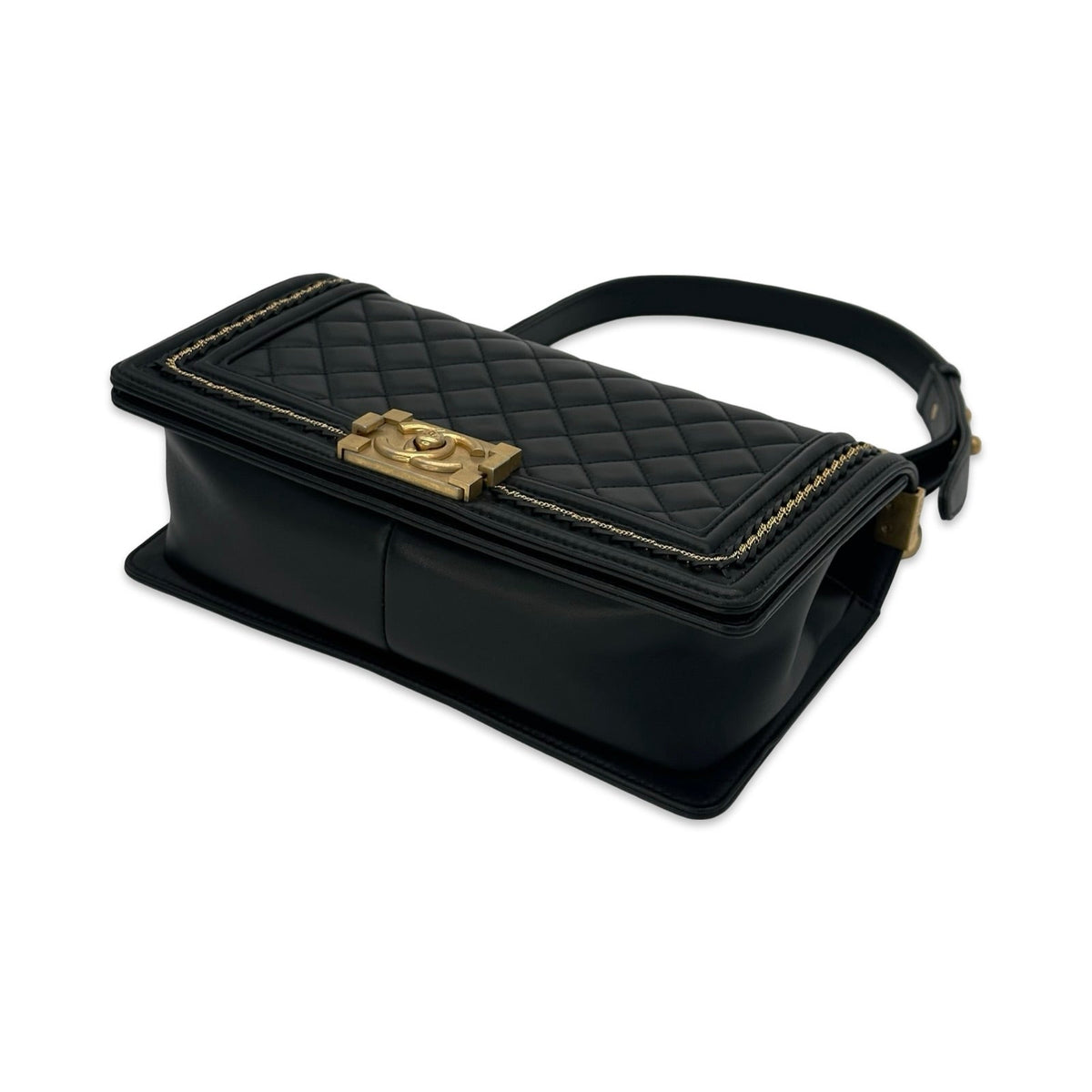 Chanel Quilted Lambskin Chain Around Medium Boy Bag