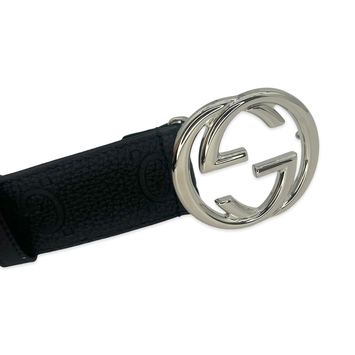 Gucci GG Embossed Leather Interlocking GG Belt