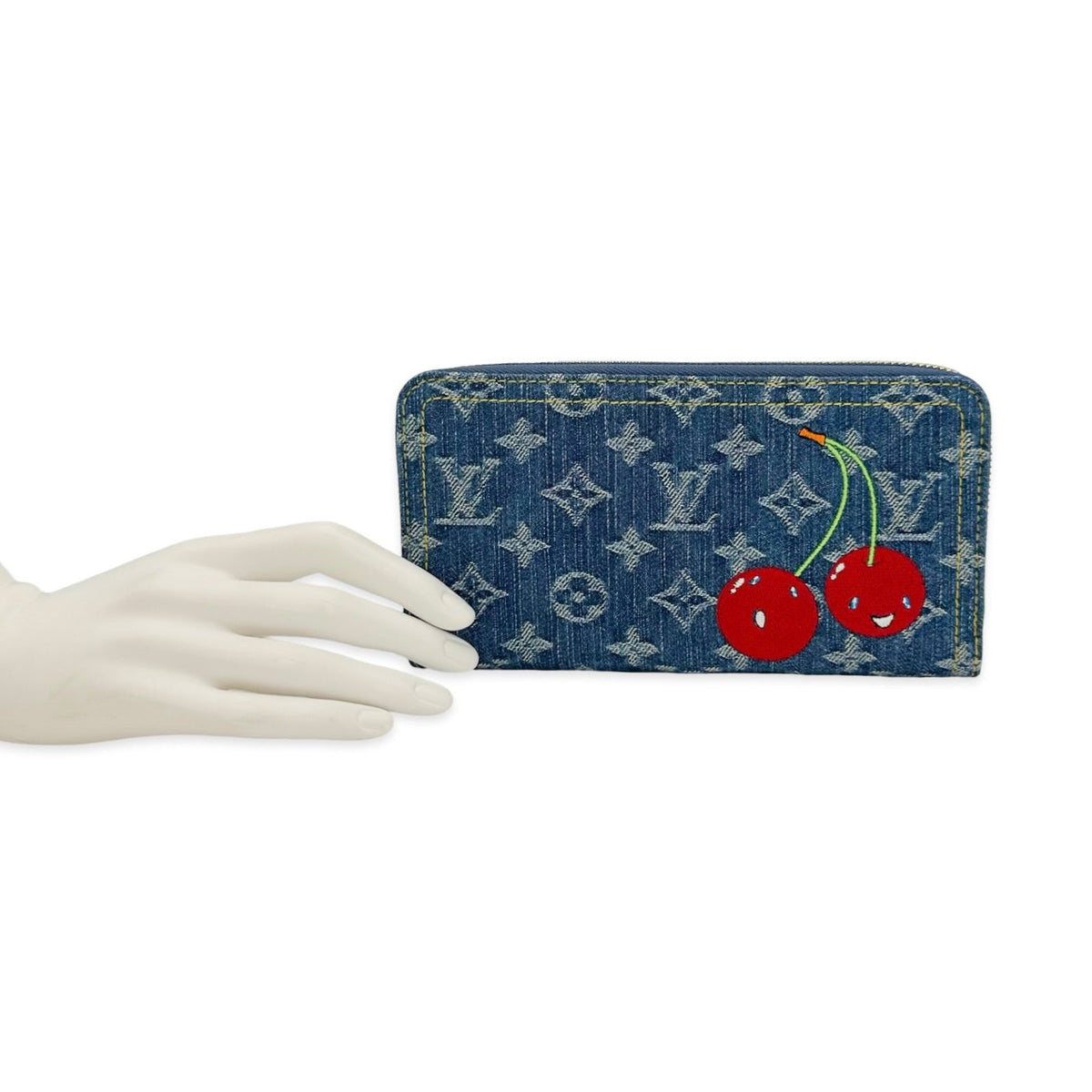 Louis Vuitton Monogram Denim Cherries Zippy Wallet