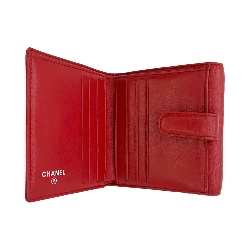 Chanel Camellia Embossed Lambskin Classic Compact Wallet