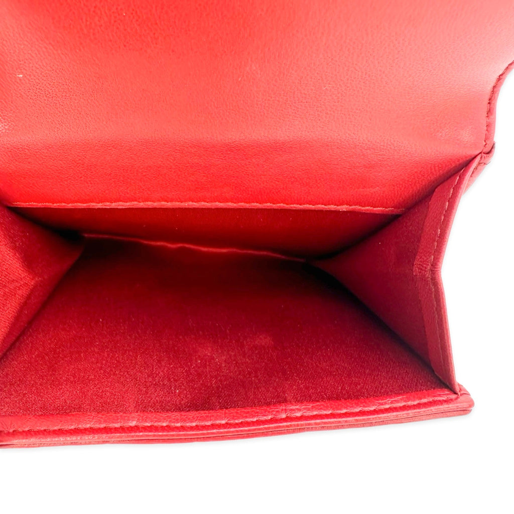 Chanel Camellia Embossed Lambskin Classic Compact Wallet