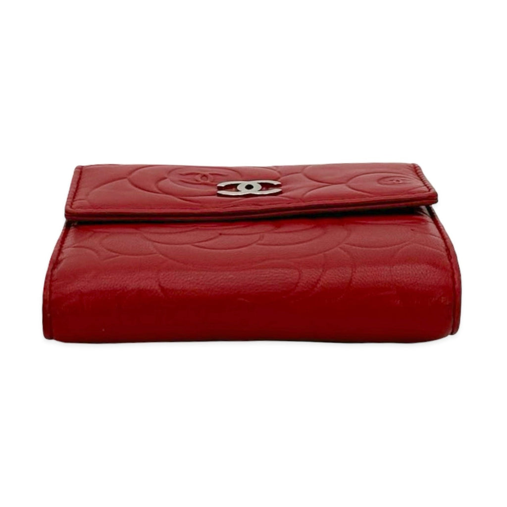 Chanel Camellia Embossed Lambskin Classic Compact Wallet