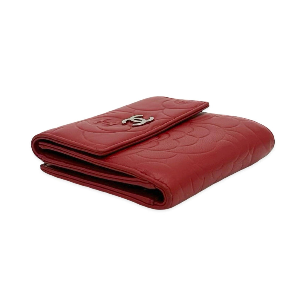 Chanel Camellia Embossed Lambskin Classic Compact Wallet