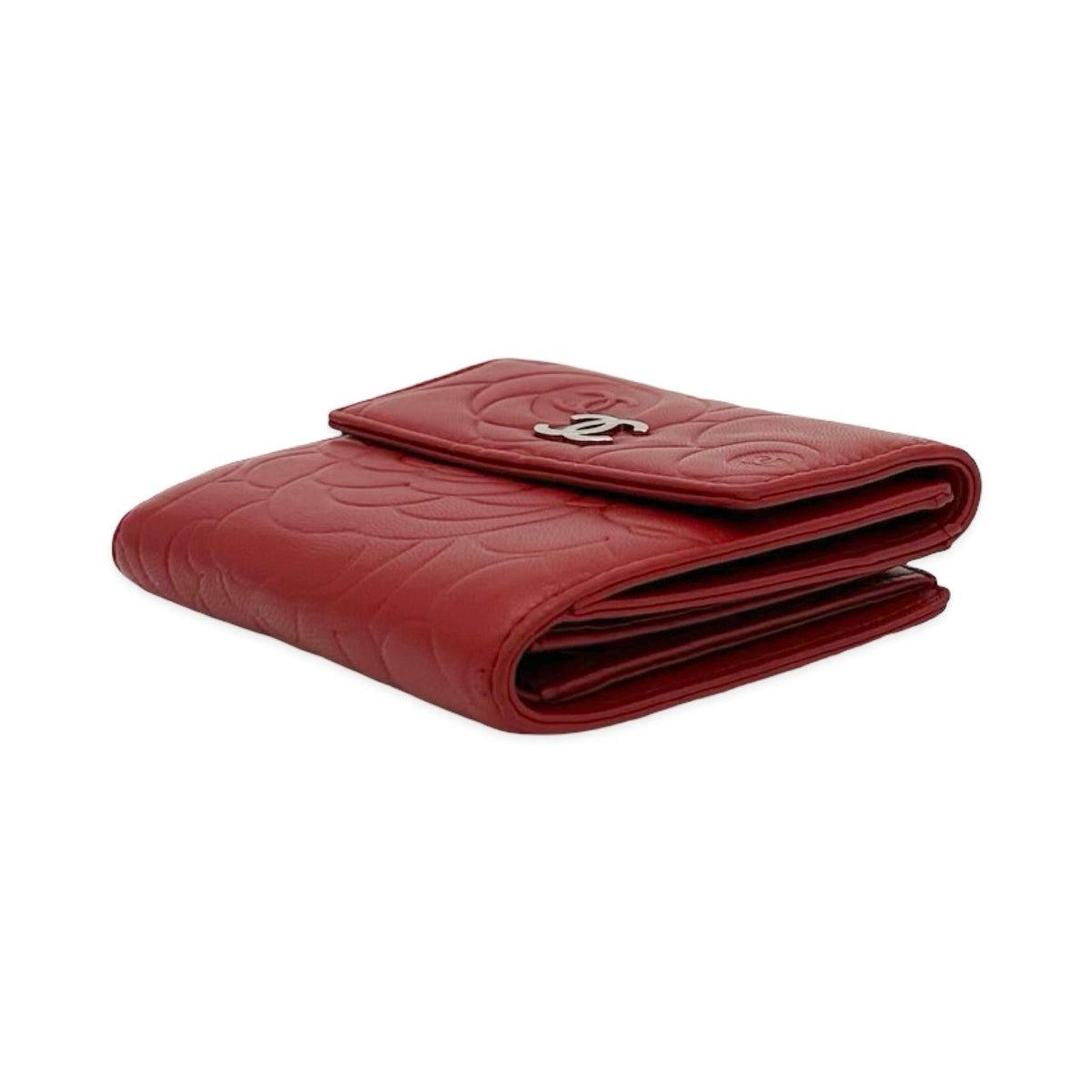 Chanel Camellia Embossed Lambskin Classic Compact Wallet