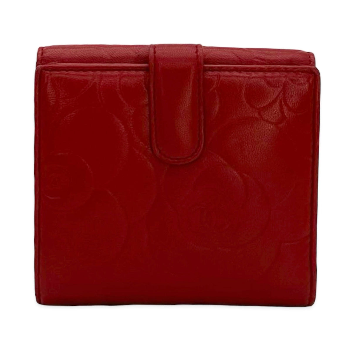 Chanel Camellia Embossed Lambskin Classic Compact Wallet