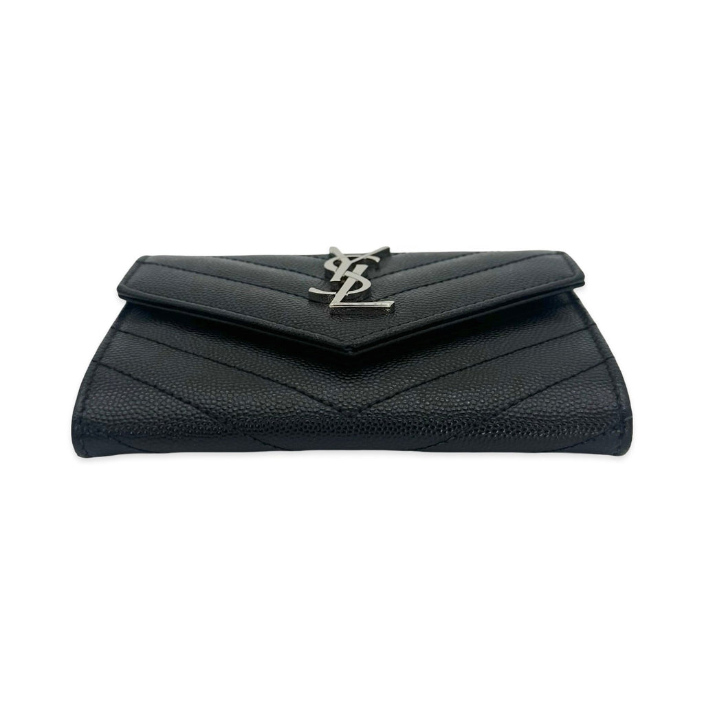 Saint Laurent Quilted Grain de Poudre Fragments Flap Card Case