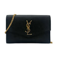 Saint Laurent Grain de Poudre Monogram Envelope Small Chain Wallet