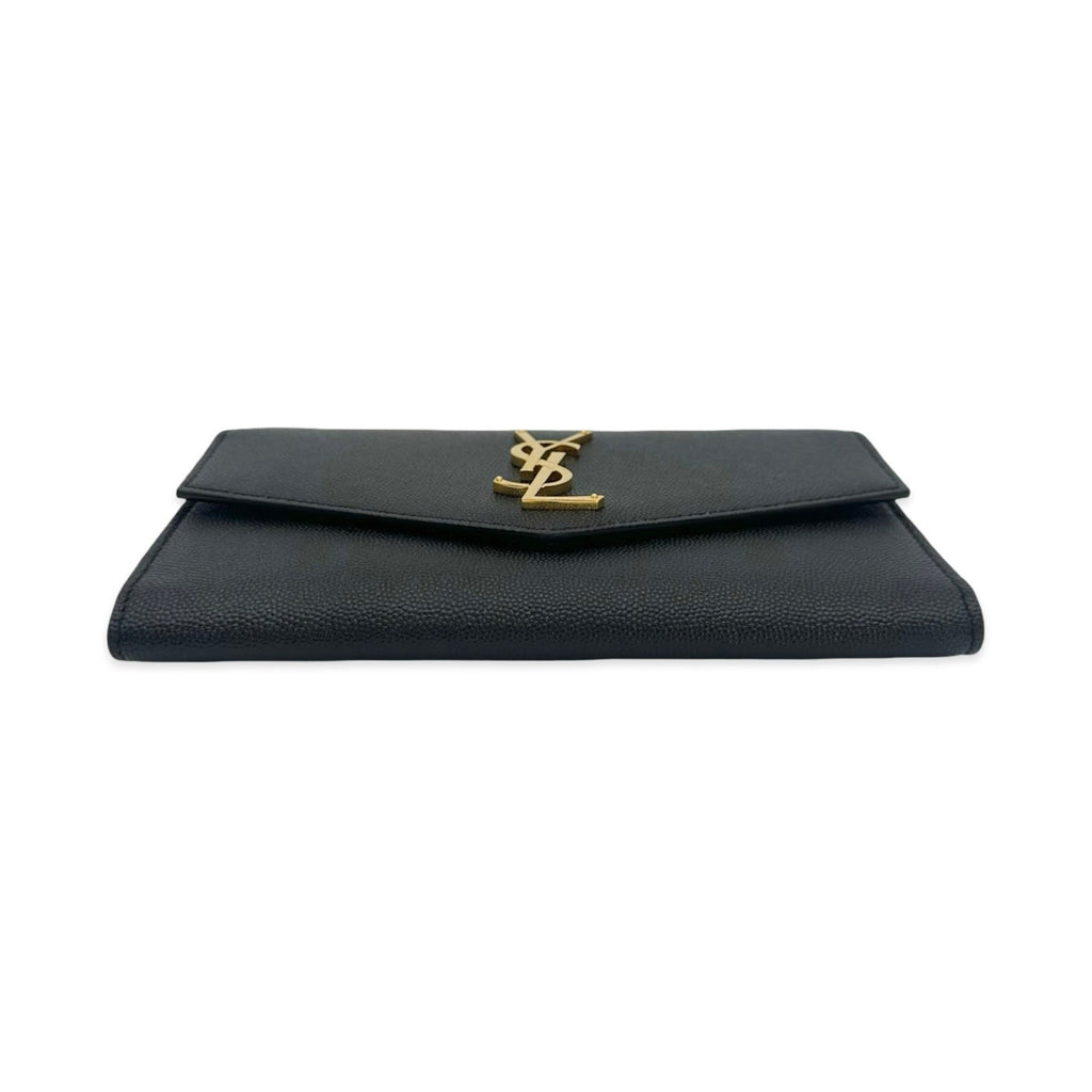Saint Laurent Grain de Poudre Monogram Envelope Small Chain Wallet