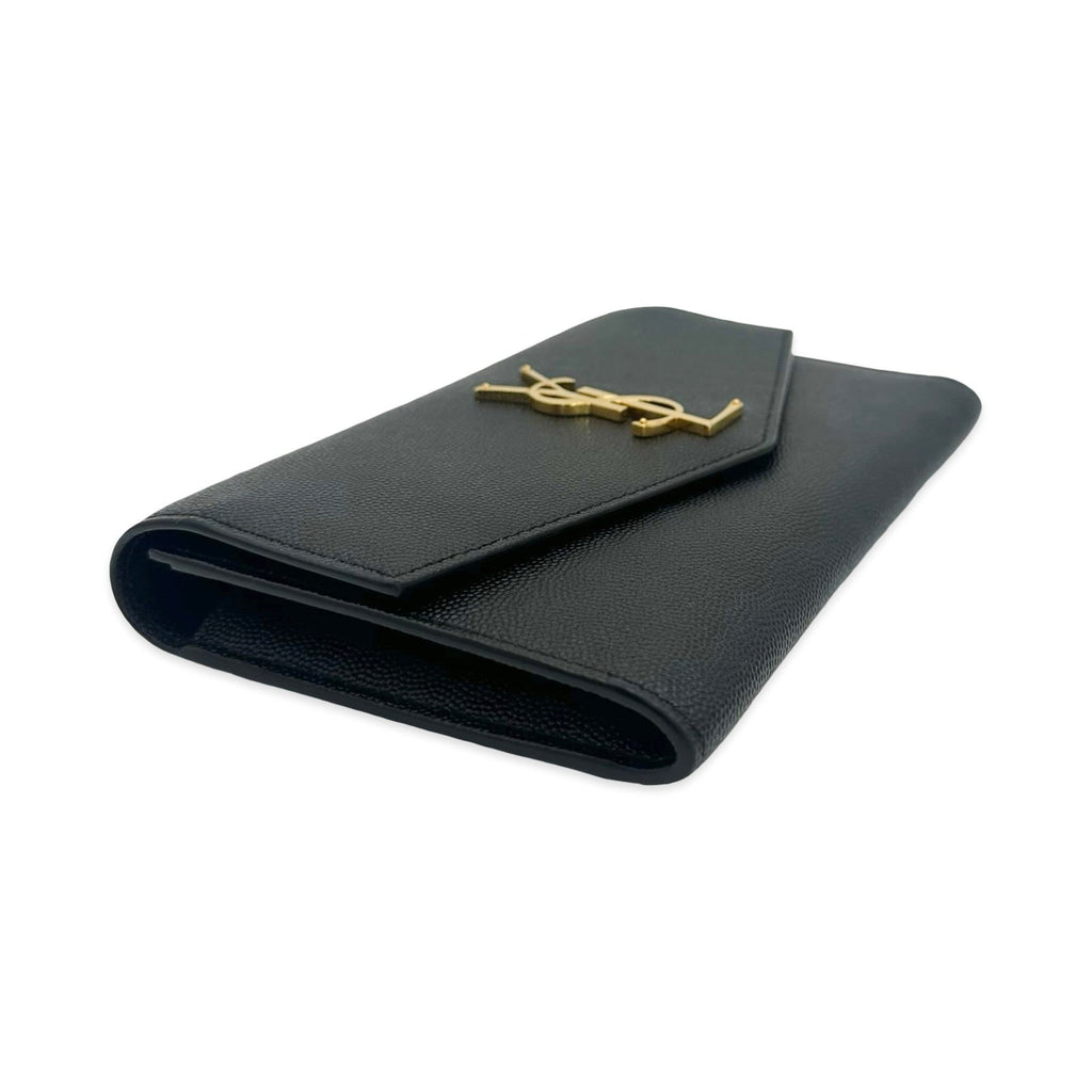 Saint Laurent Grain de Poudre Monogram Envelope Small Chain Wallet