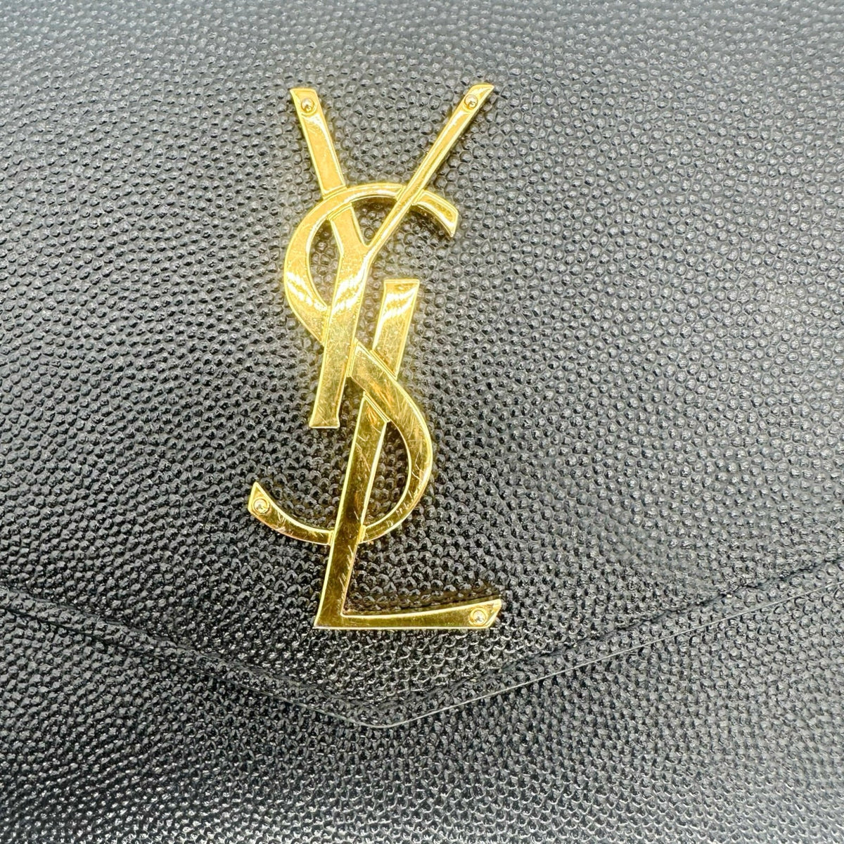 Saint Laurent Grain de Poudre Monogram Envelope Small Chain Wallet