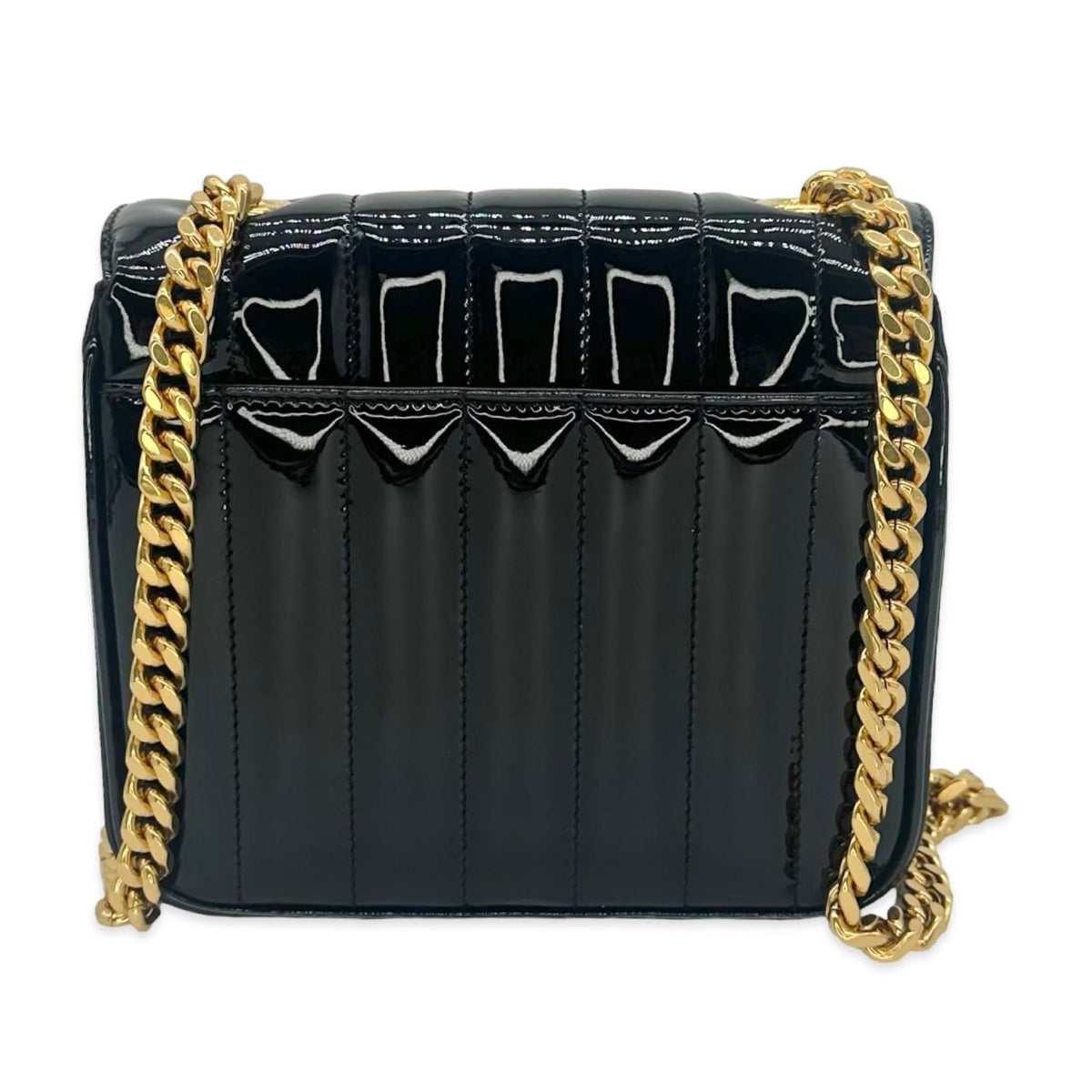 Saint Laurent Quilted Patent Leather Vicky Chain Flap Bag