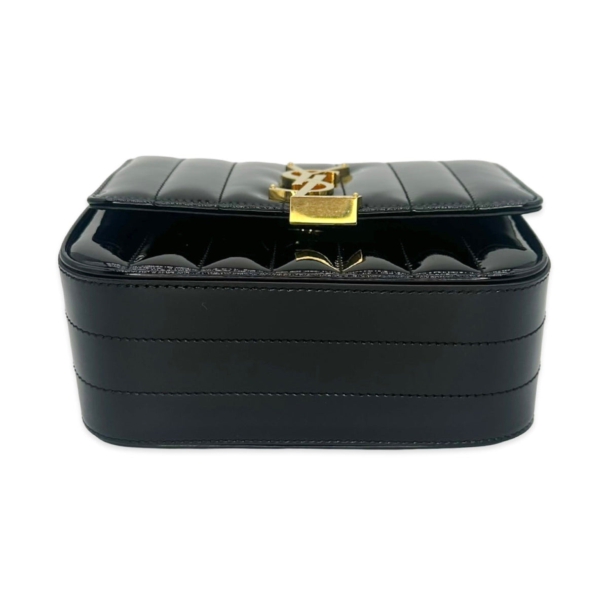 Saint Laurent Quilted Patent Leather Vicky Chain Flap Bag
