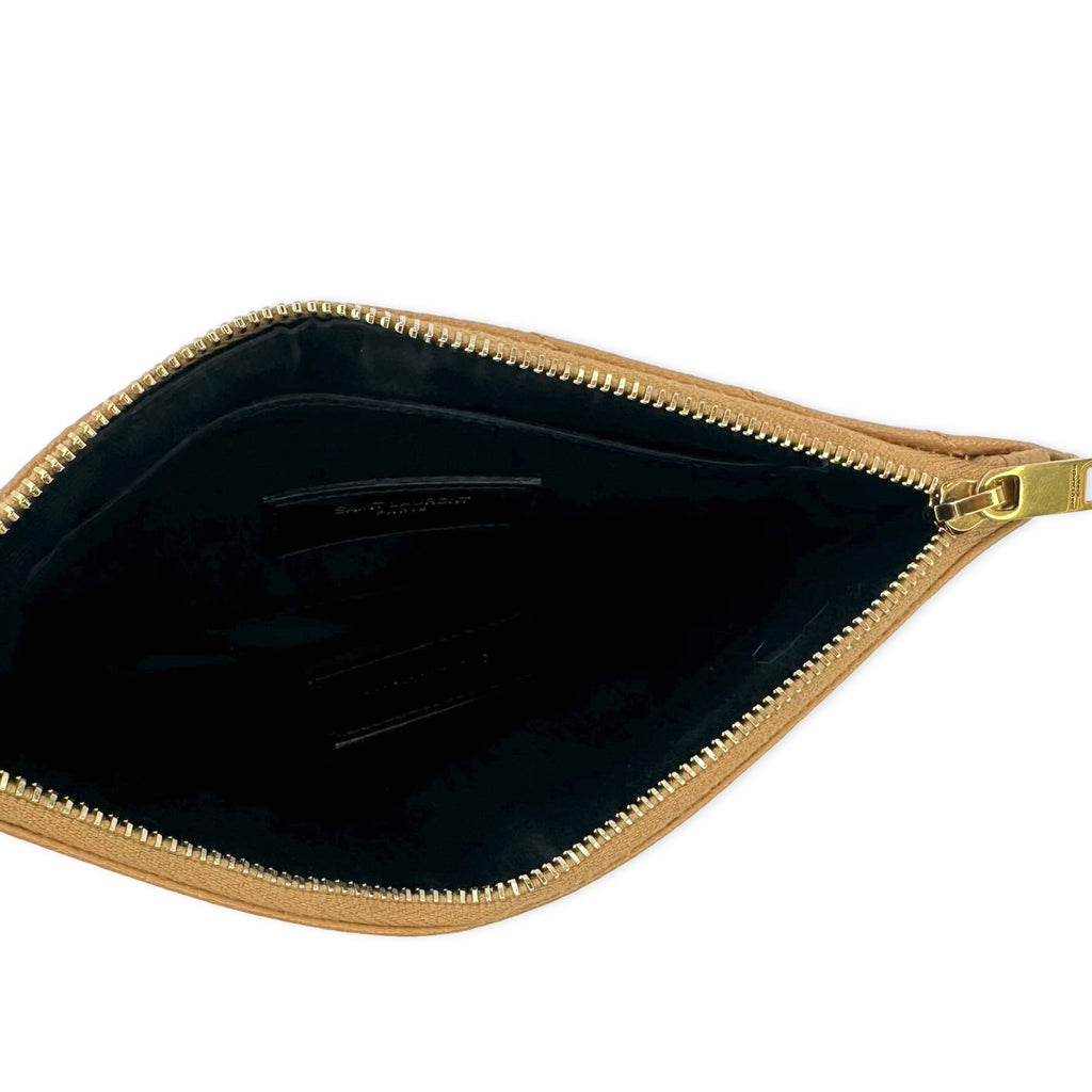 Saint Laurent Quilted Grain de Poudre Zip Pouch