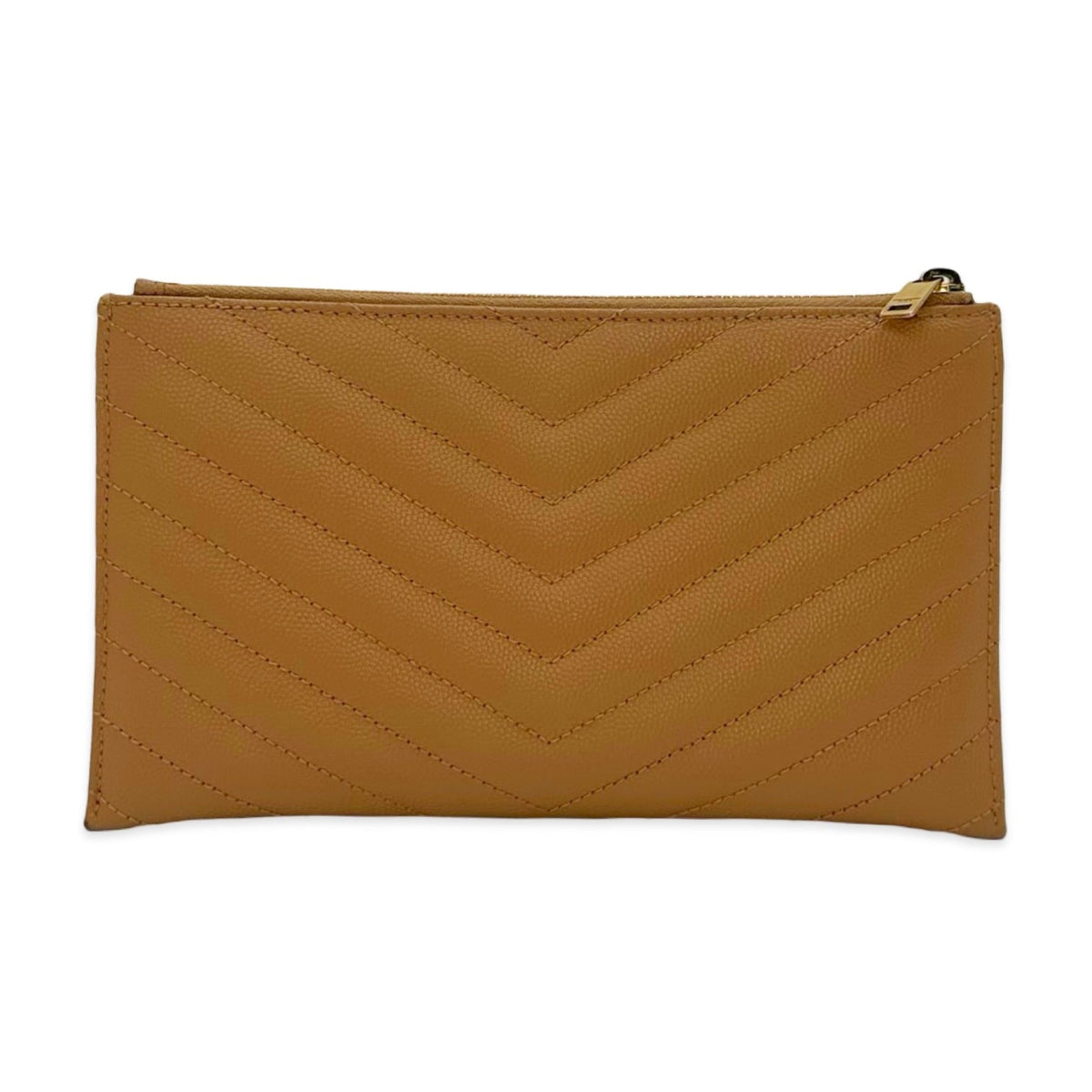 Saint Laurent Quilted Grain de Poudre Zip Pouch