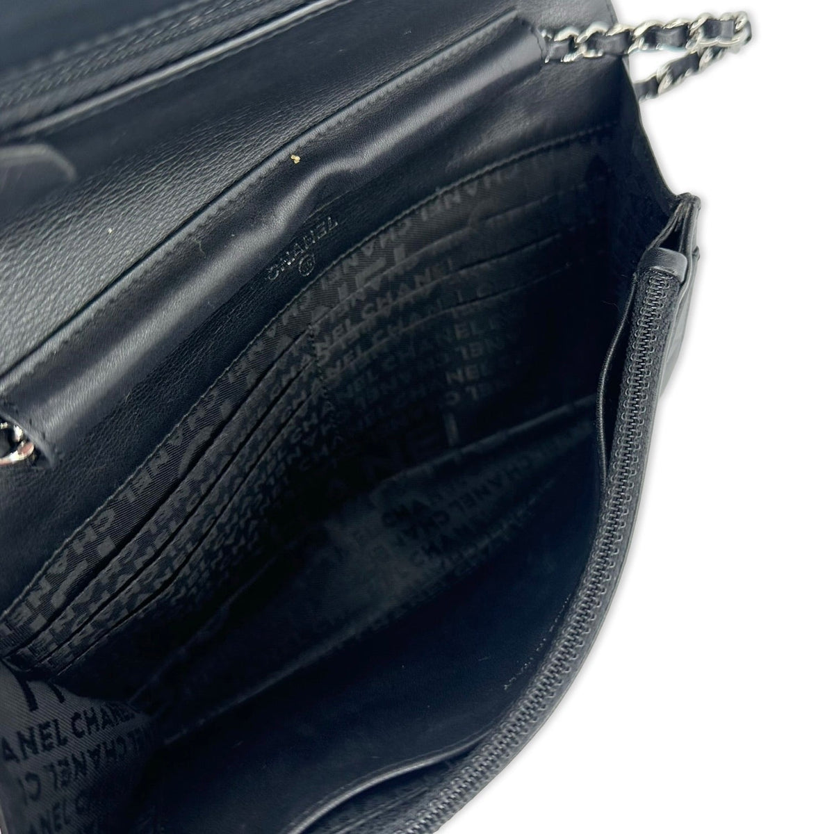 Chanel Quilted Embossed Lambskin Timeless Wallet on a Chain