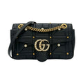 Gucci Quilted Calfskin GG Marmont Pearl Studded Flap Chain Bag