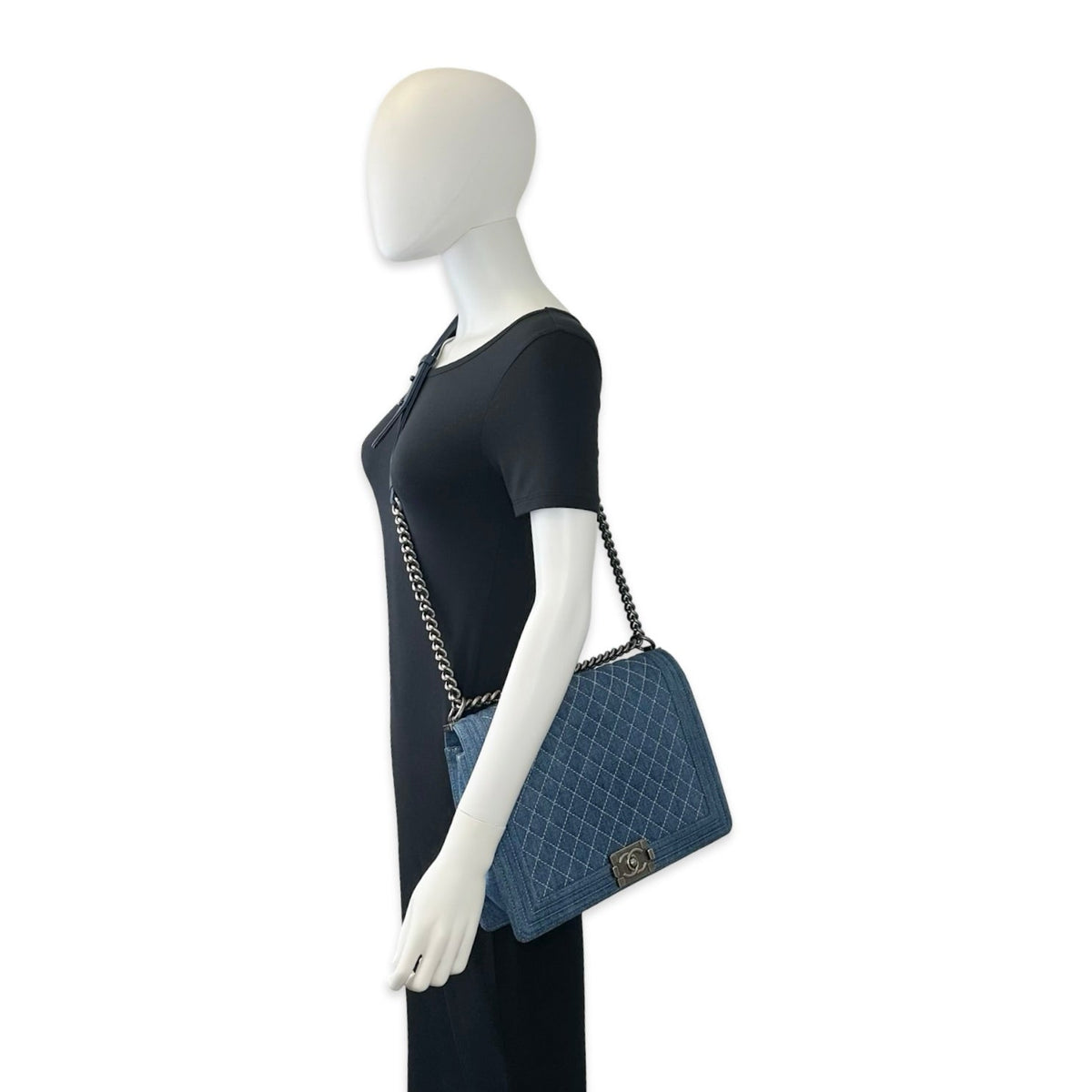 Chanel Quilted Denim Large Boy Bag