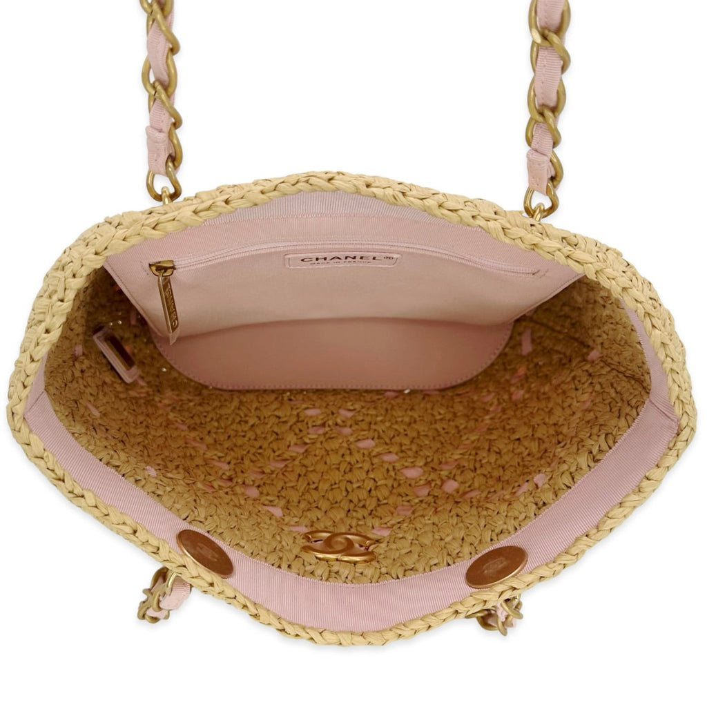 Chanel Woven Grosgrain Ribbon Raffia Shopping Tote