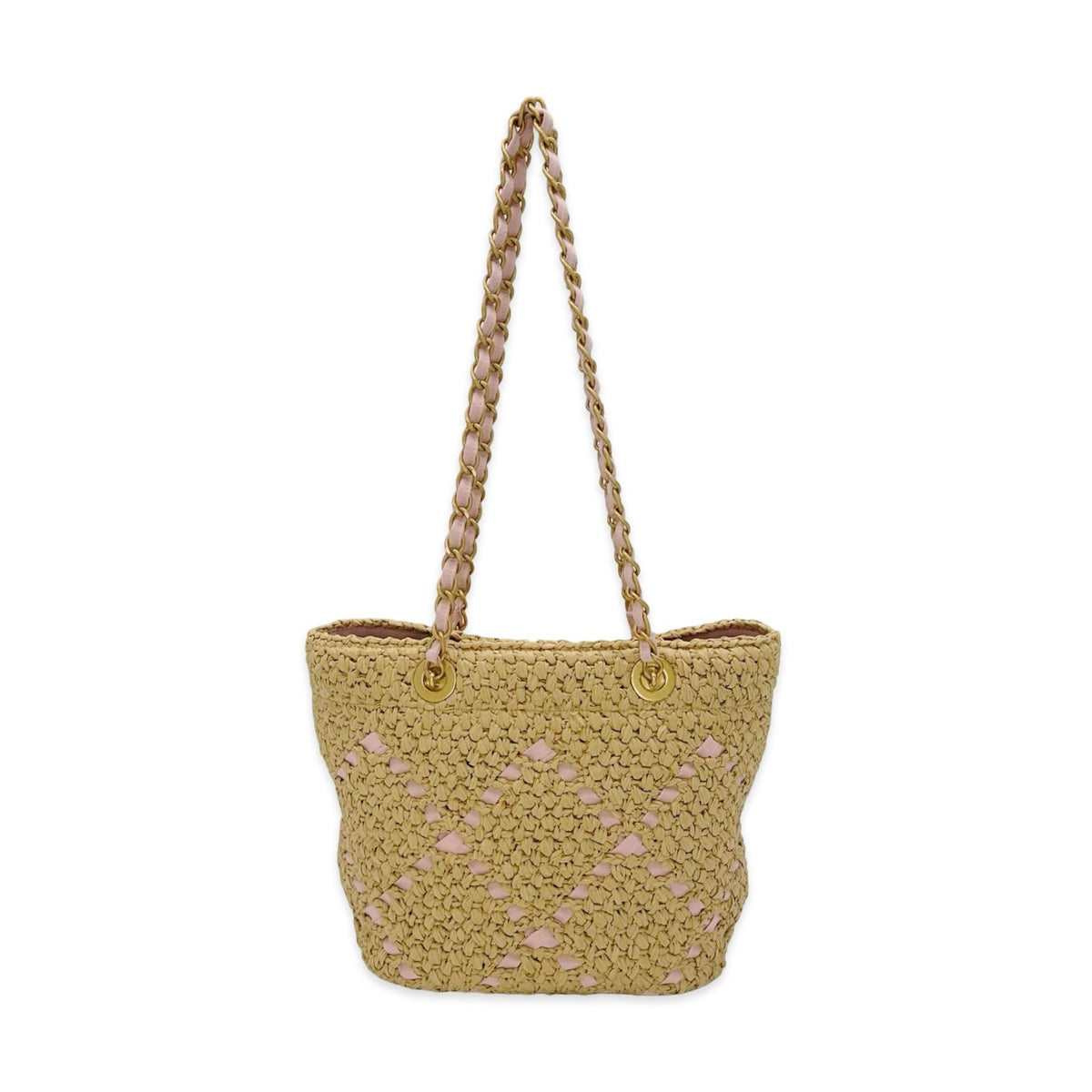 Chanel Woven Grosgrain Ribbon Raffia Shopping Tote