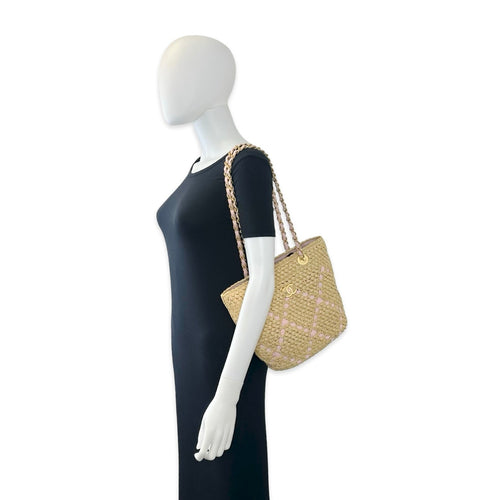 Chanel Woven Grosgrain Ribbon Raffia Shopping Tote
