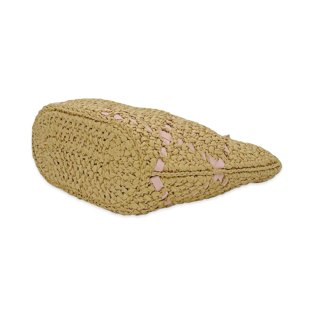 Chanel Woven Grosgrain Ribbon Raffia Shopping Tote
