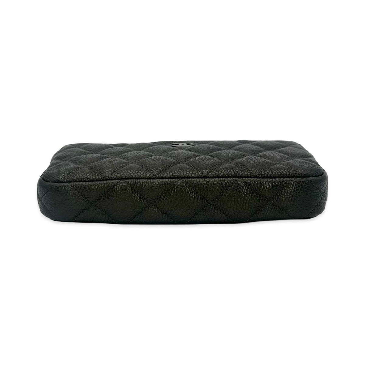 Chanel Quilted Caviar Double Zip Pouch On Chain Small Clutch