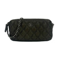 Chanel Quilted Caviar Double Zip Pouch On Chain Small Clutch