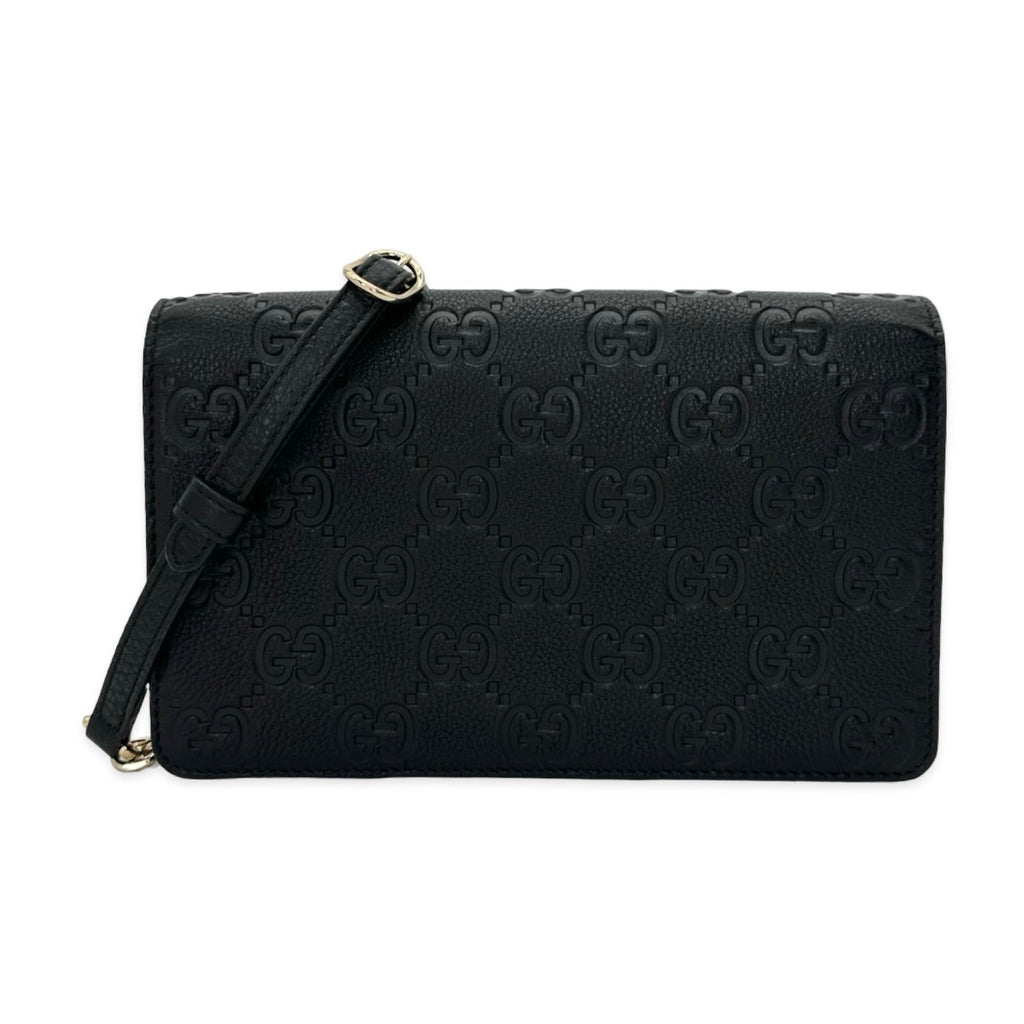 Gucci GG Embossed Emblem Chain Wallet