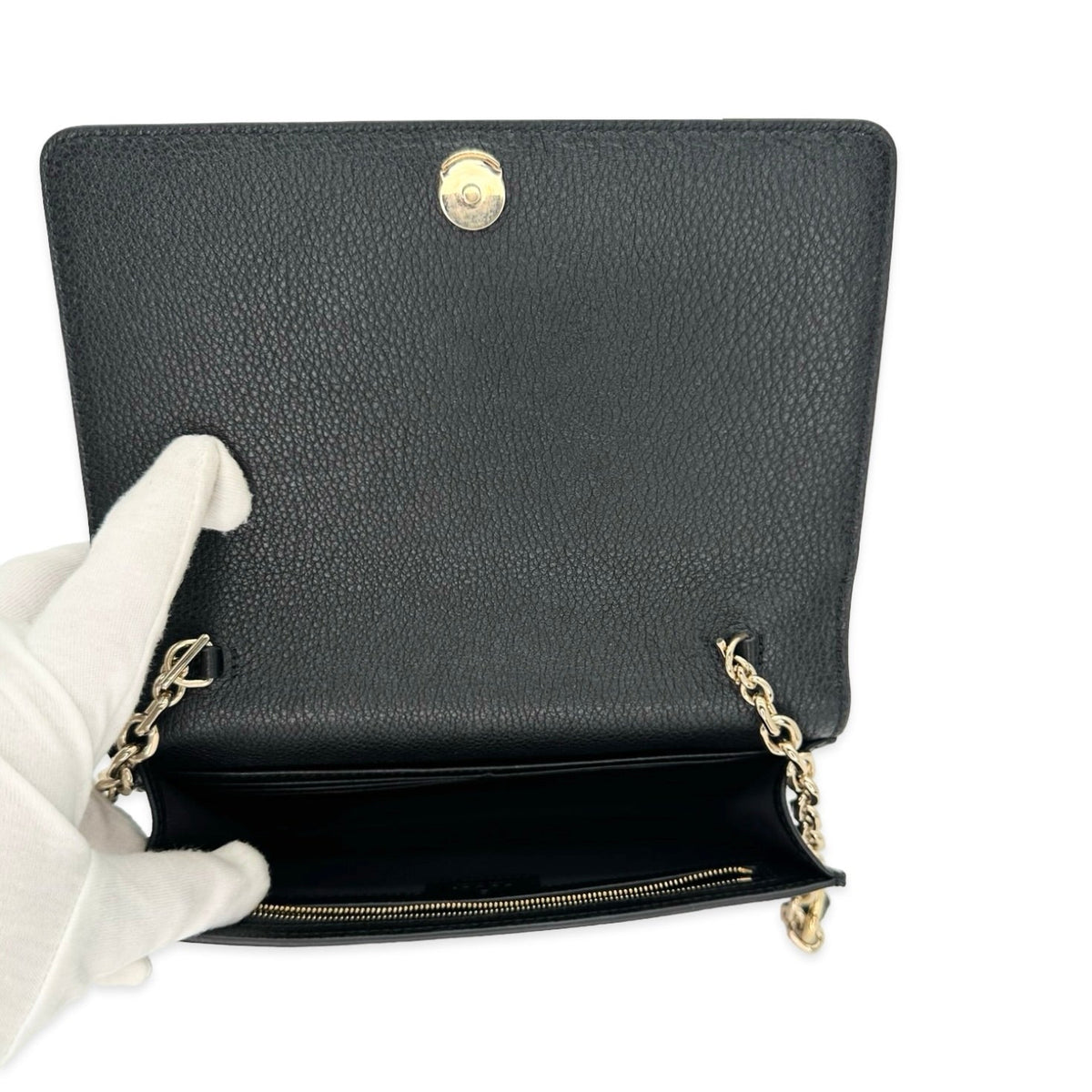 Gucci GG Embossed Emblem Chain Wallet