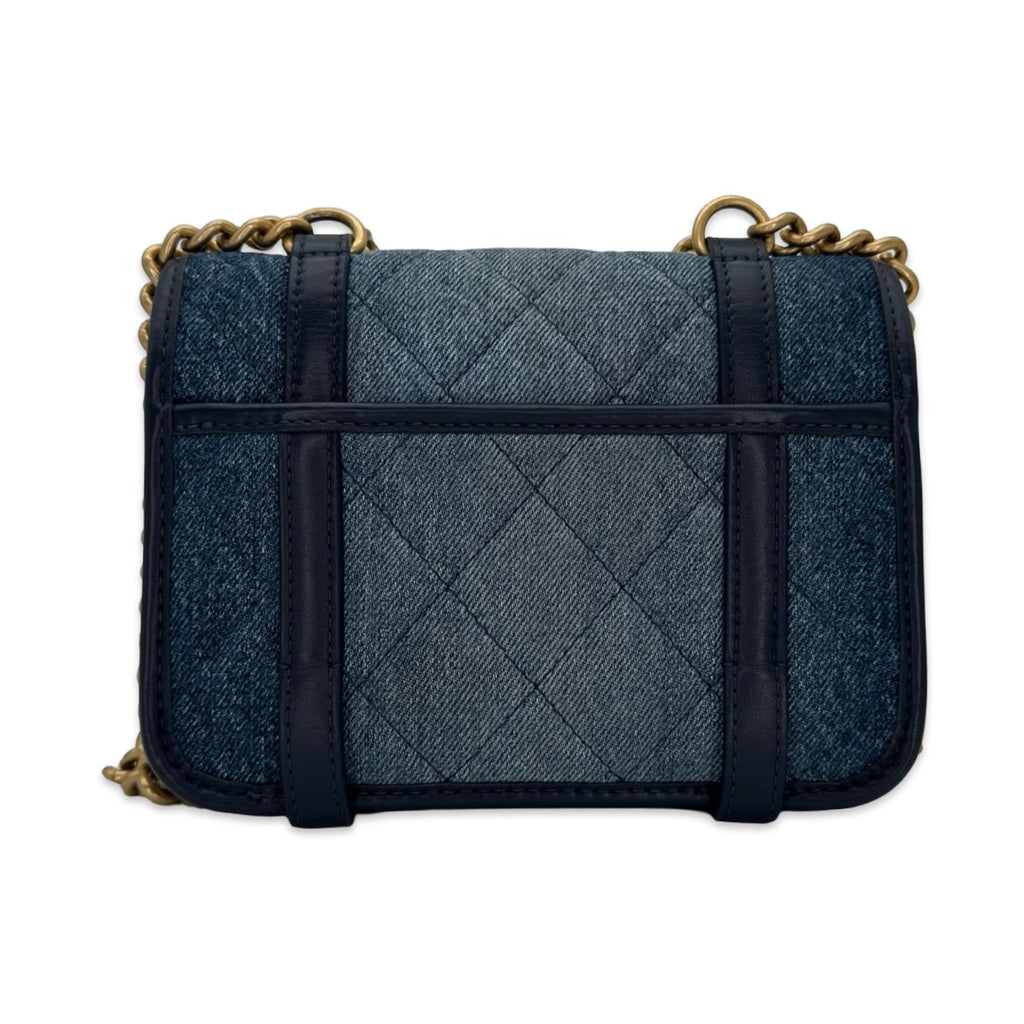 Chanel Quilted Denim Mini Lucky Charms Messenger Flap