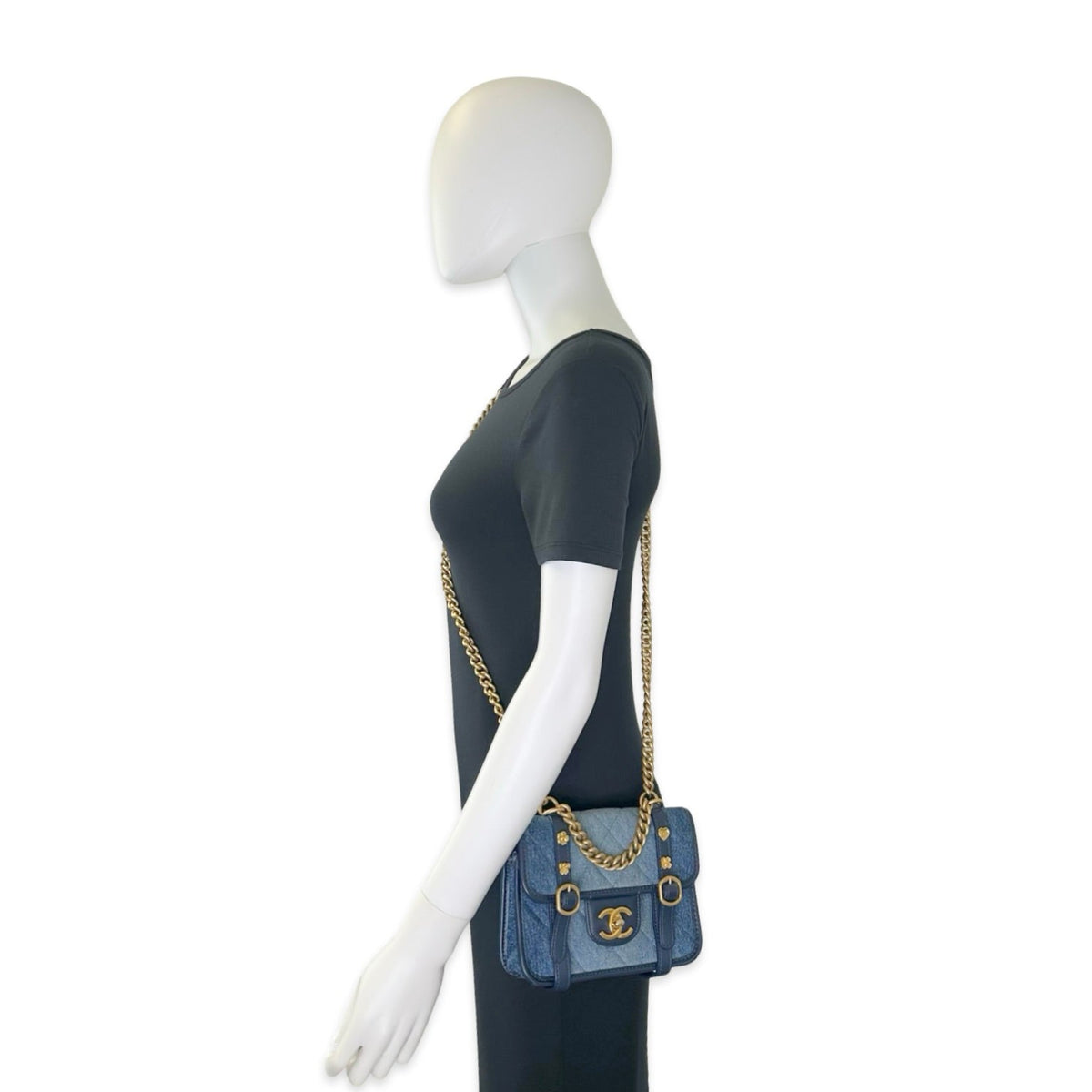 Chanel Quilted Denim Mini Lucky Charms Messenger Flap