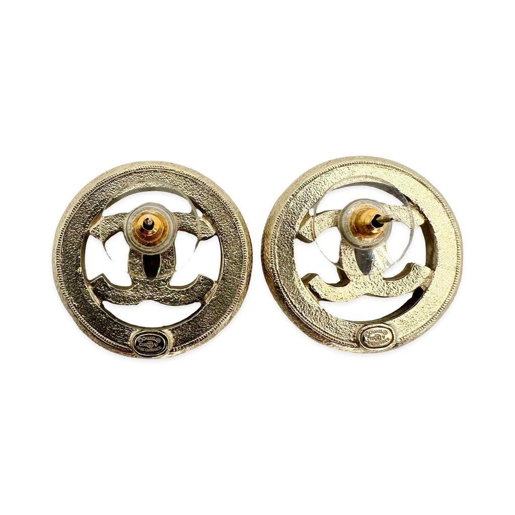 Chanel CC Pearl Post Earrings
