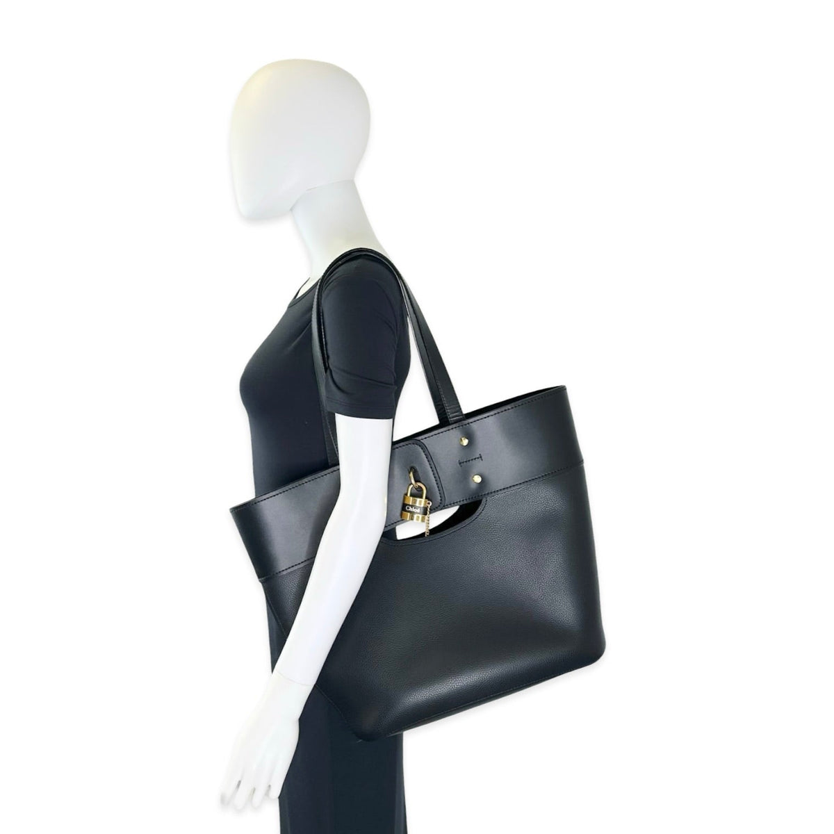 Chloe Calfskin Medium Aby Padlock Oversized Tote